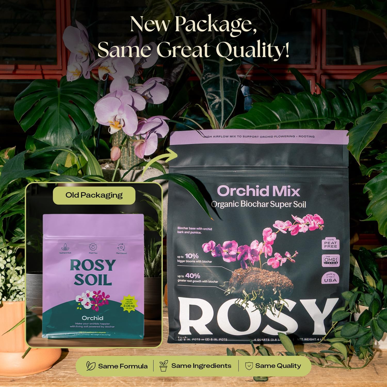 Rosy Soil Orchid Potting Mix, 4 Quarts | Peat-Free Orchid Soil for Repotting, Phalaenopsis, Cattleya, Dendrobium