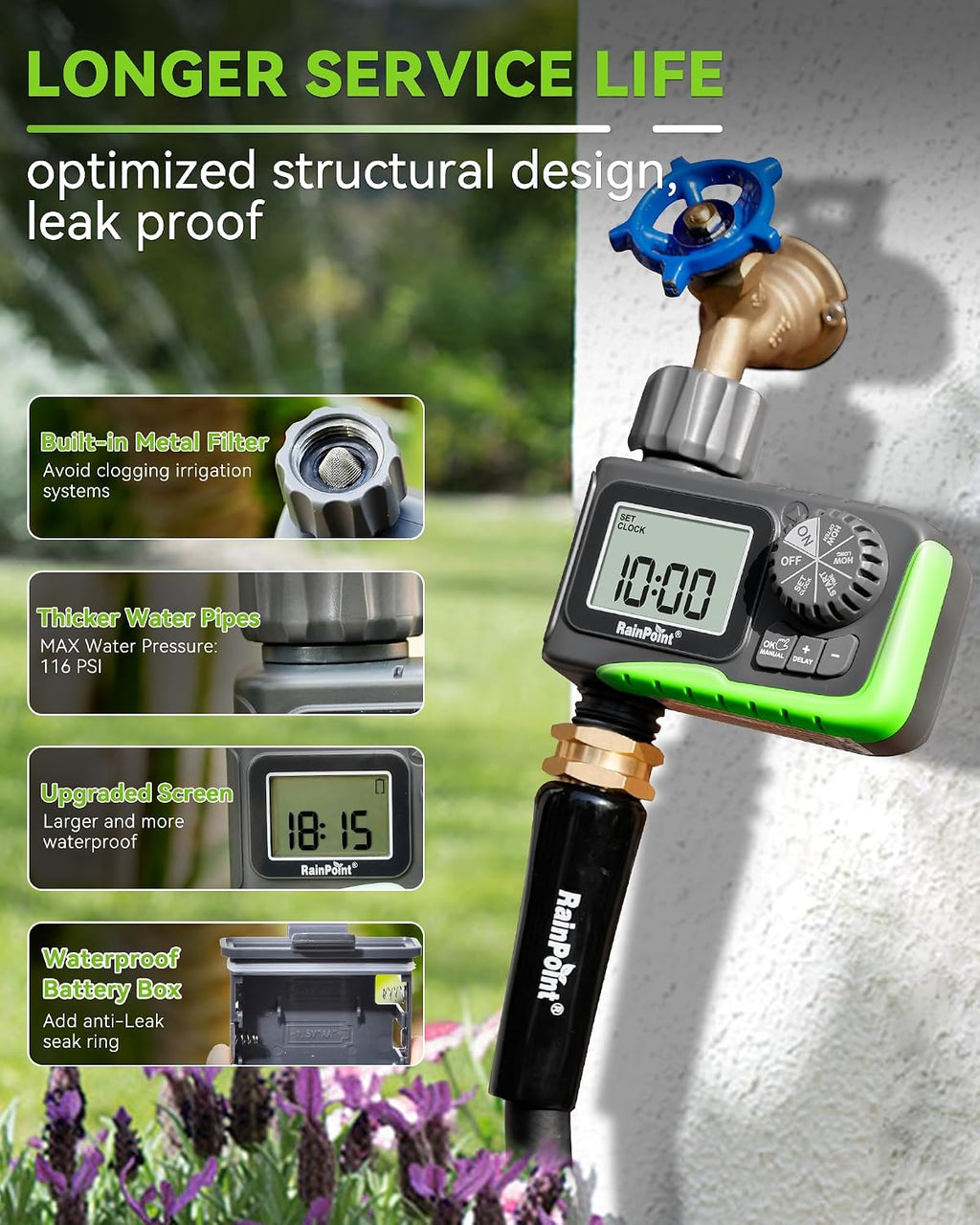 RAINPOINT Sprinkler Timer, Water Timer for Garden Hose, Garden Hose Timers for Watering, Irrigation with Manual