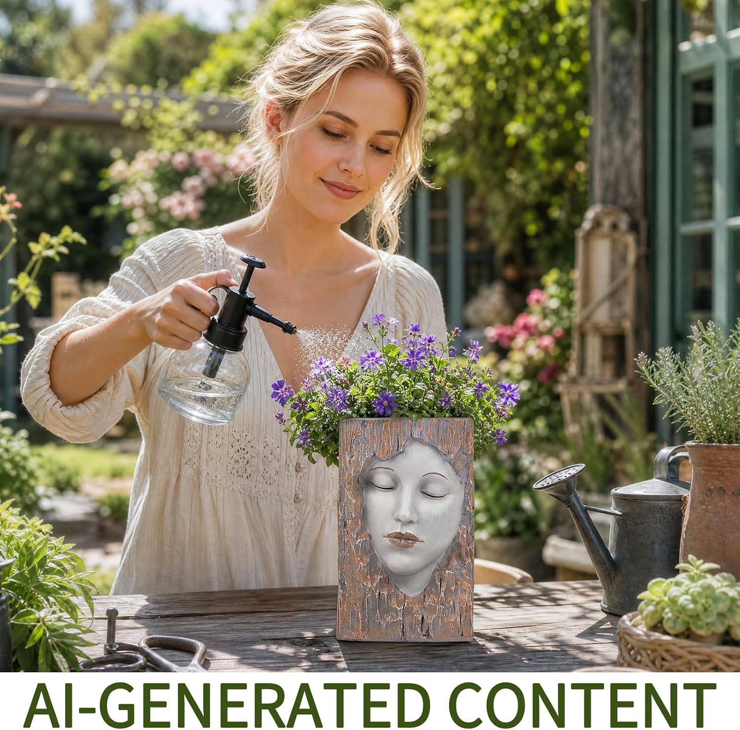 Abstract Face Planter Pot, Modern Head Flower Pot for Indoor Plants | Resin Decorative Planter for Succulents