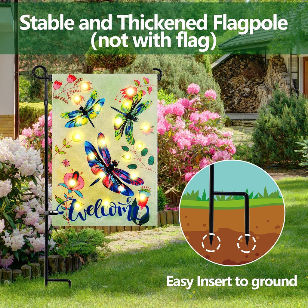3 Pack Garden Flag Stand Holder Pole, Proof Metal Paint Yard Flag Stand | Premium Powder-Coated Weather- with Tiger