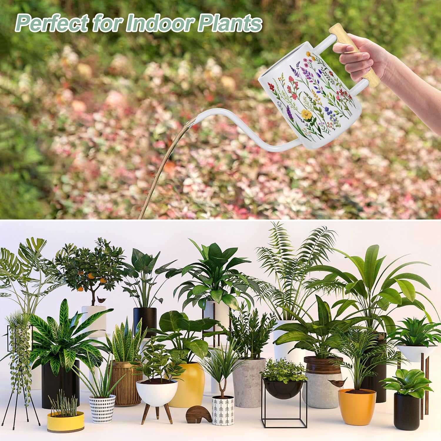 Watering Can Indoor Plants, 35 oz/1000 ml Metal Stainless Steel Watering Can Pot with Long Spout for Indoor House