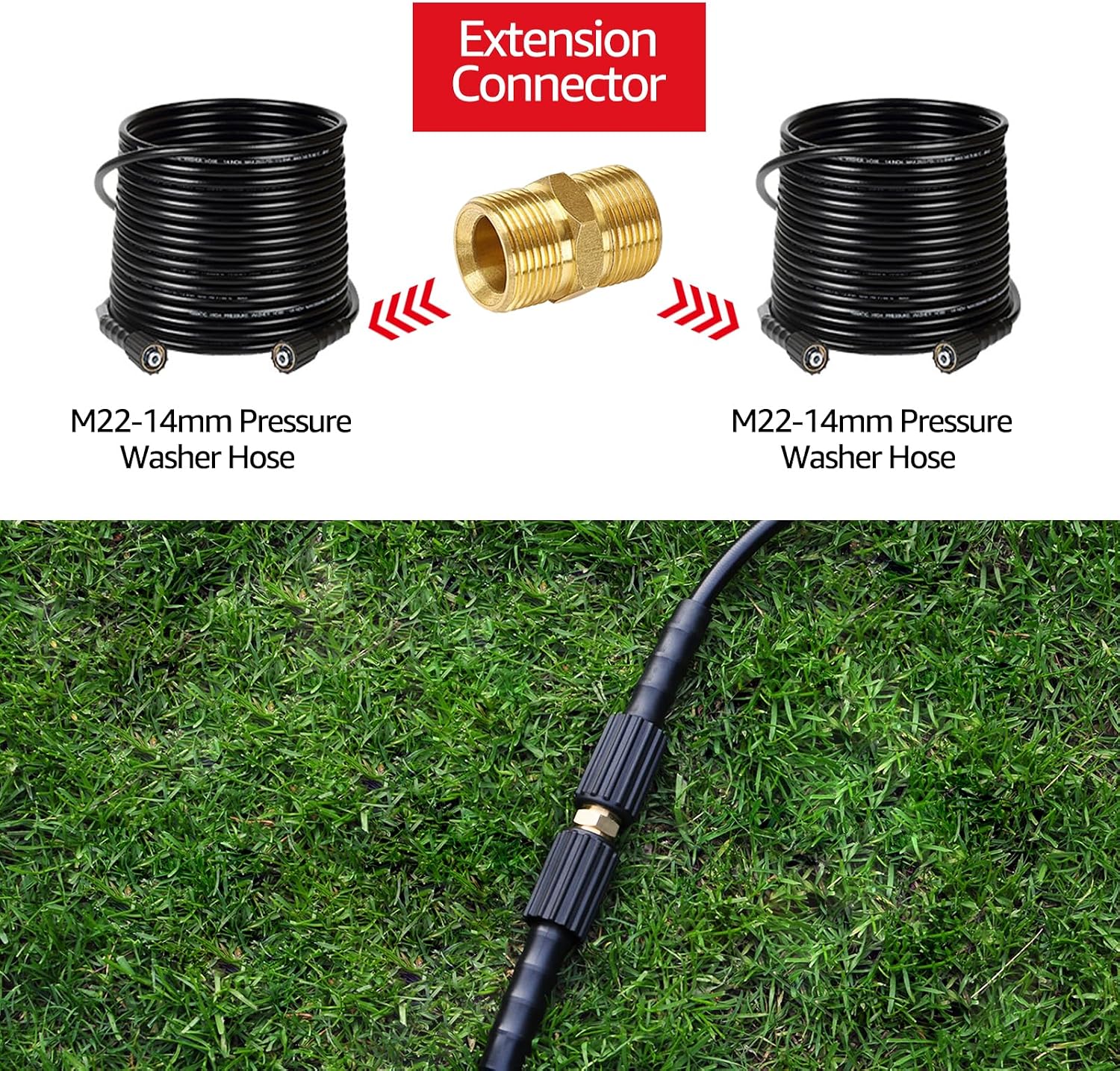 YAMATIC M22 to 3/8 in Pressure Washer Quick Connect Kit, 5000 PSI, 5 Pack | M22-to-3/8 in quick-connect couplers