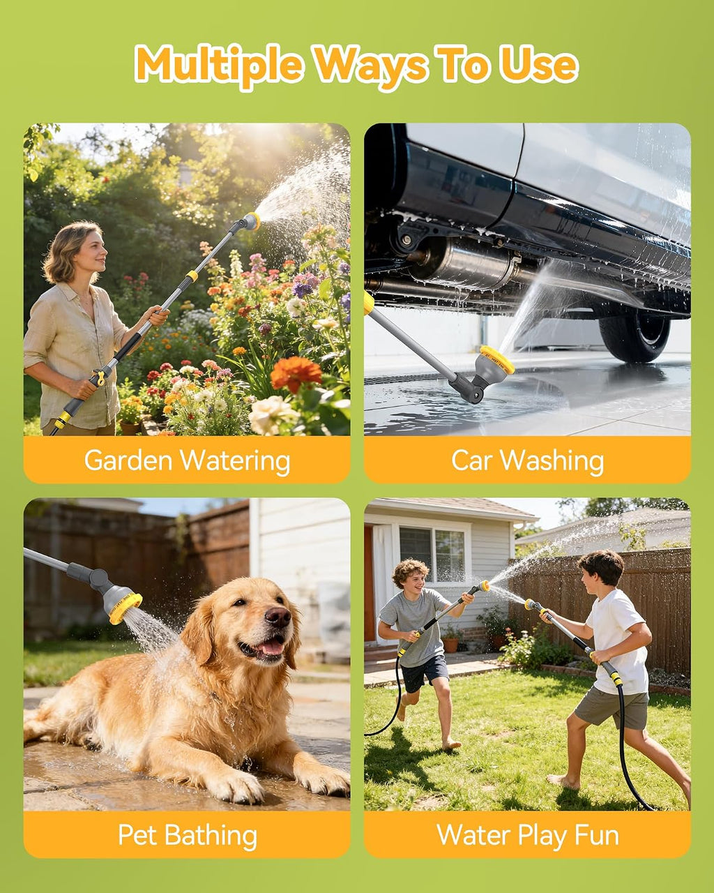 VOXON Garden Hose Watering Wand 29-43 Inch Adjustable Spray Wand | 10 Spray Patterns, 180° Swivel Head, Thumb Flow