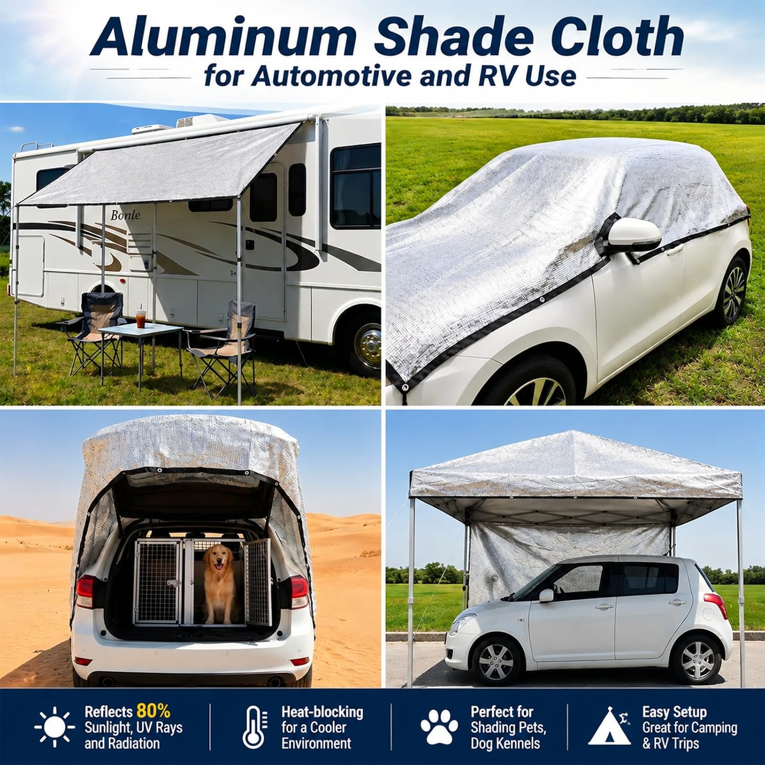 10x20 FT 80% Aluminet Shade Cloth, Reflective Tarp, Heat Blocking Mesh | Reflective tarp mesh blocks heat and UV rays