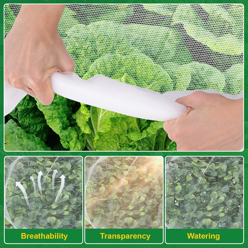 NONMON Garden Netting, 2 Pack 10x33FT Ultra Fine Mesh Insect Netting | Pest Barrier Protection Plant Row Cover Mosquito