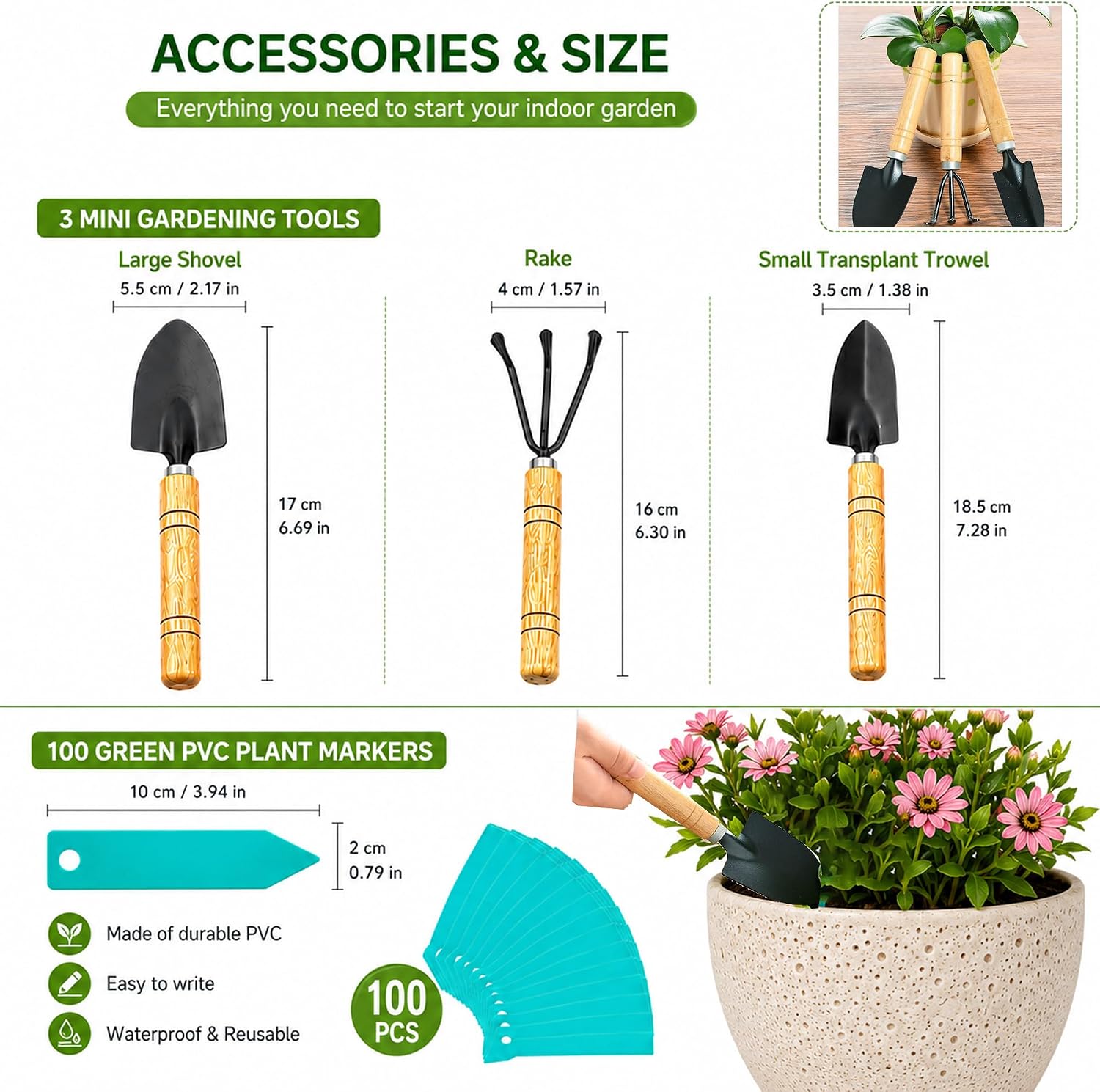 Plant Stand Indoor Outdoor, Gardening Tools& Plant Label, 6 Tier Folding Metal Plant Shelf, 6 Pot, 66LB, Corner Plant