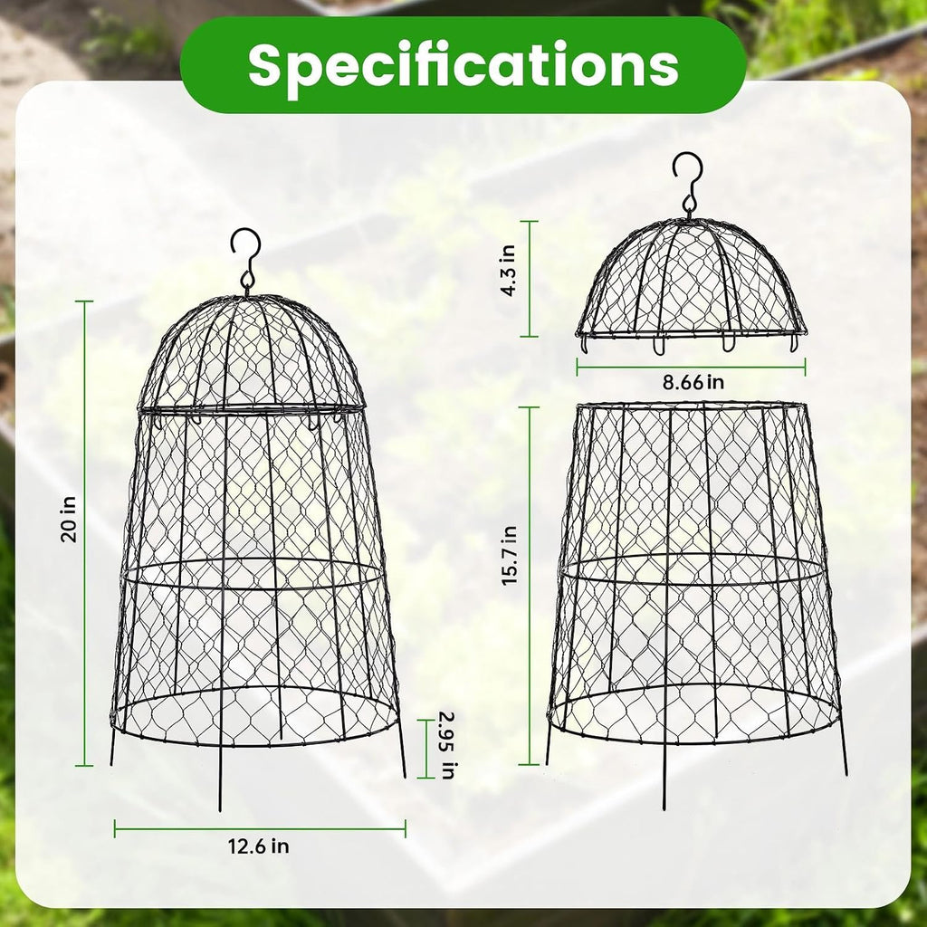 12Pcs garden cloche for plants,20×12.6in large size plant cages for outdoor plants,split design and anti-rust coated