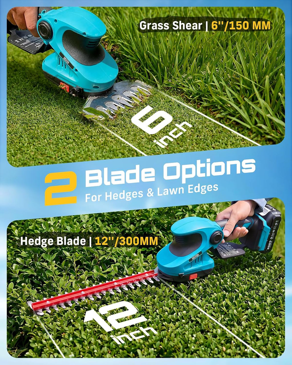 SEESII 3-in-1 Electric Pruning Shears, Cordless Hedge Trimmer & Grass Shear | 1.4'' Pruning Shears, 12" Shrub Trimmer &