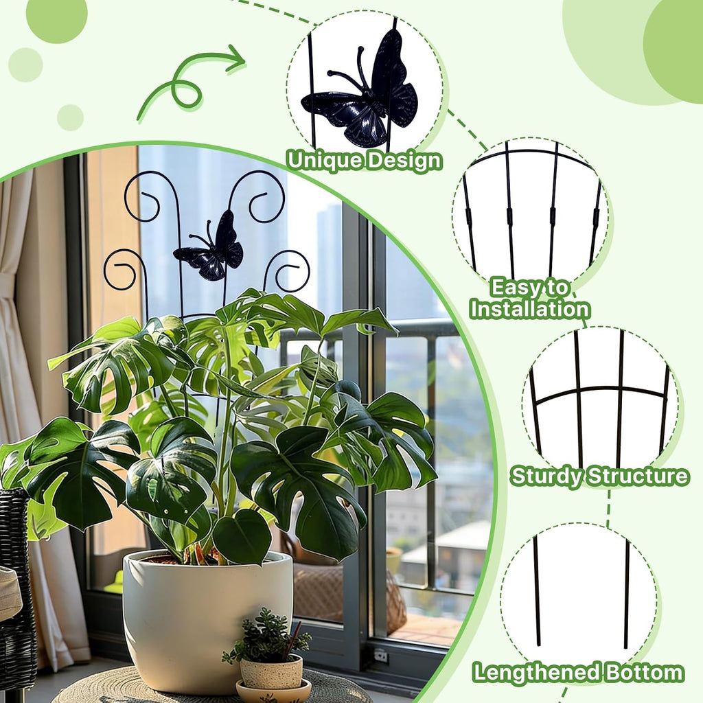 4 Pack 30 Inch Taller Plant Trellis for Potted Climbing Plants Indoor, Expandable Metal Garden Trellis for Climbing