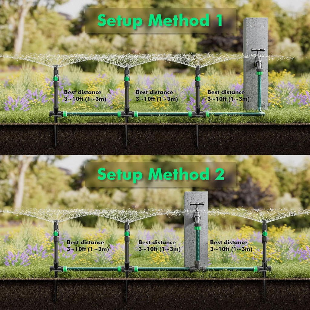 RESTMO Sprinklers for Yard, Above Ground Irrigation Garden Sprinkler System | Adjustable Spray Range, DIY Above Ground