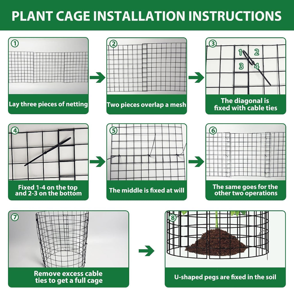 30 Pcs Wire Plant Protector Cages,11.8"x12" w/ Zip Ties & U Stakes