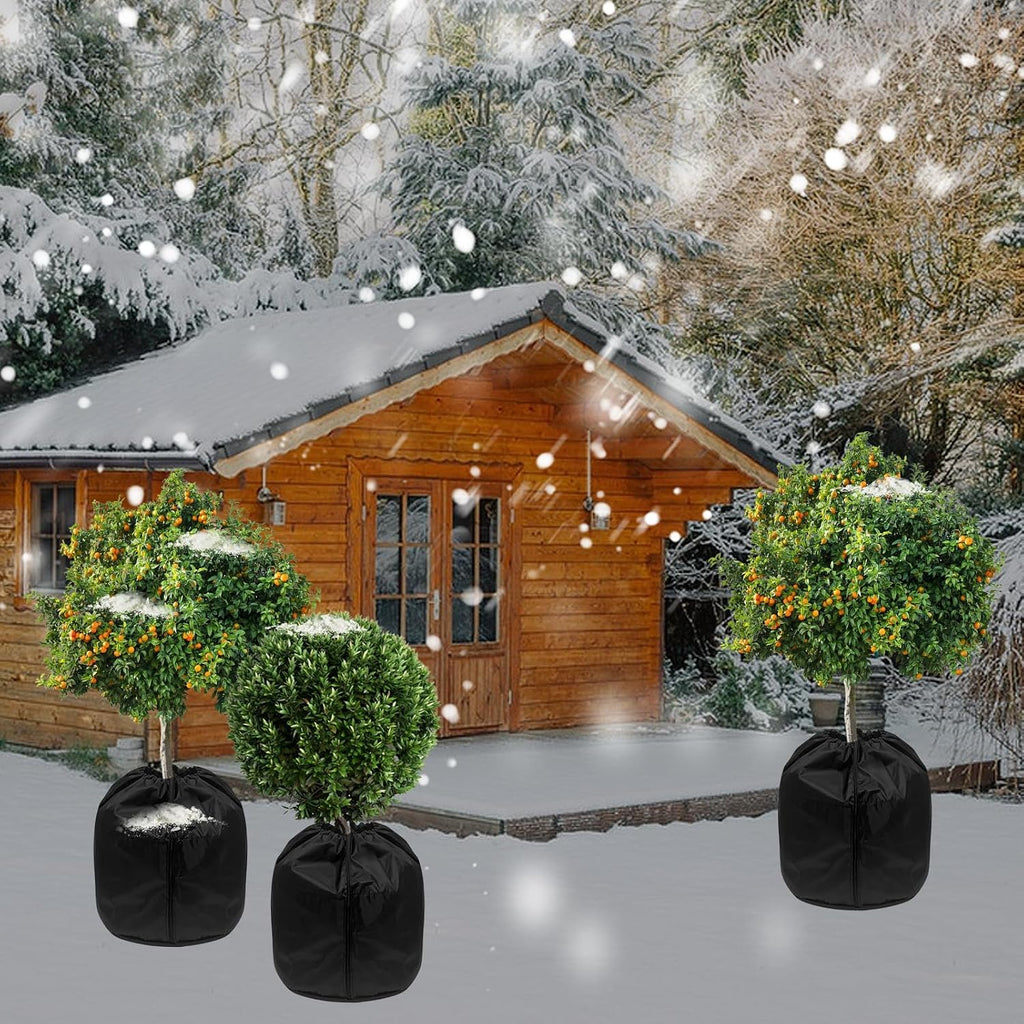 4 Pack Plant Winter Protection Pot with Drawstring and Zipper,17.7" x19.7"Plant Pot Covers,Flower Pot Protection