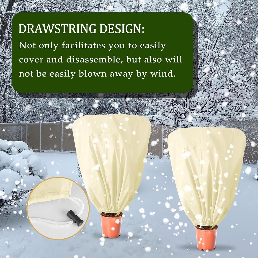 8 Pcs Plant Covers Frost Protection Bag Winter Reusable Plants Jacket with Drawstring Shrub Protection Wraps Bags Frost