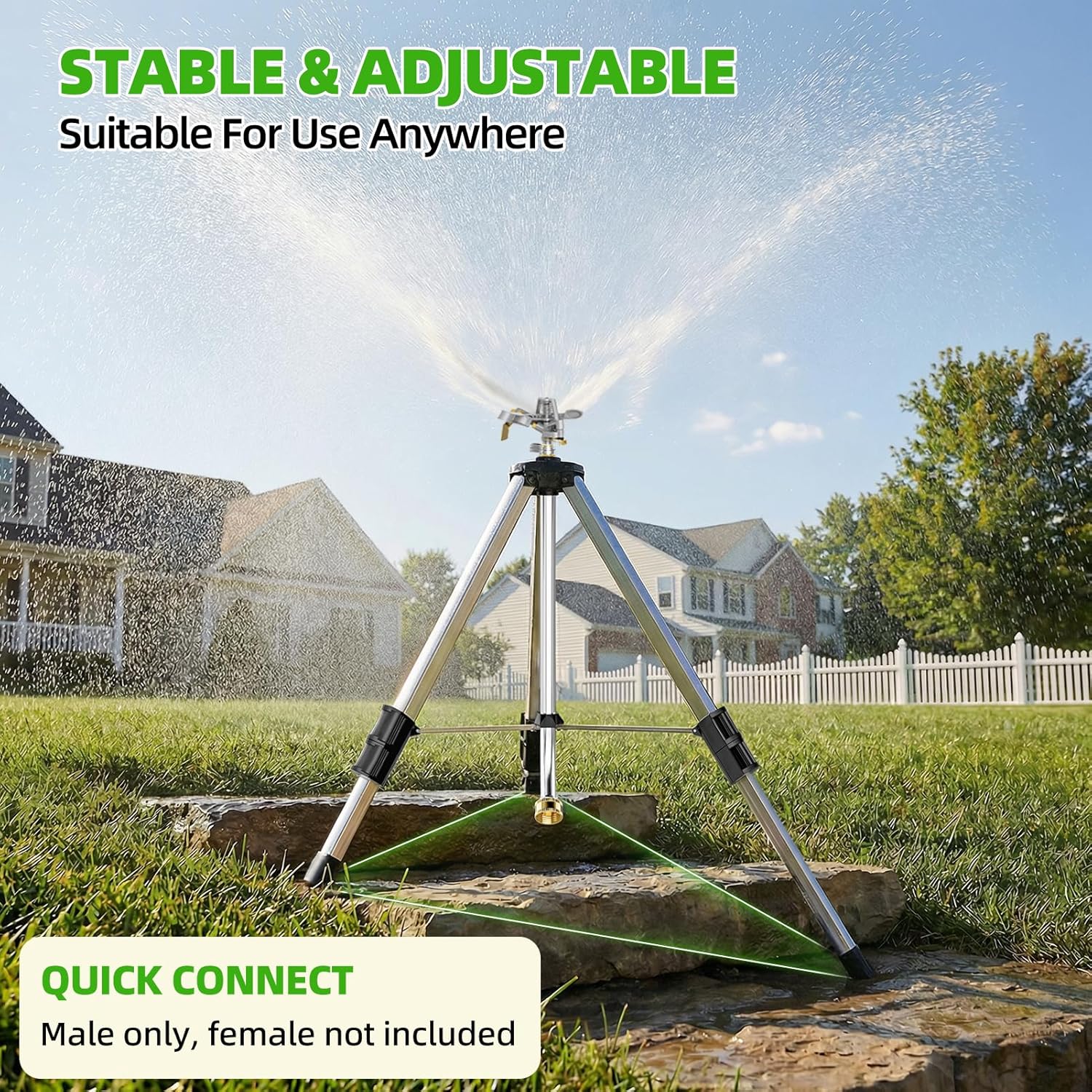 SPECILITE Brass Impact Tripod Sprinkler for Yard Lawn Garden Irrigation | Heavy Duty Metal Telescoping, Pulsating, 360°
