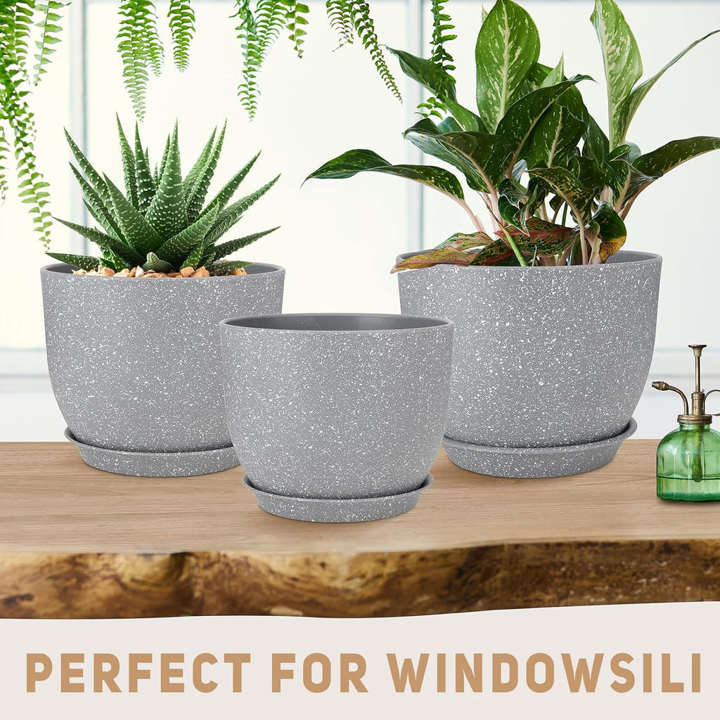 YNNICO Plant Pots 12/10/9 inch Set of 3, Flower Pots with Multi Mesh Drainage Holes, Large Planters for Indoor Outdoor