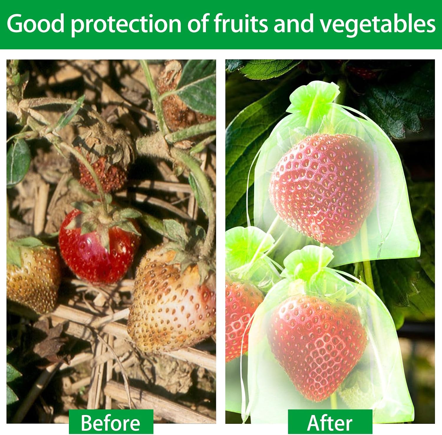 200 Pcs Fruit Protection Bags 8''x12'' Fruit Net Bags with Drawstring Bag for Fruit, Vegetable Net Cover Mesh Bag for