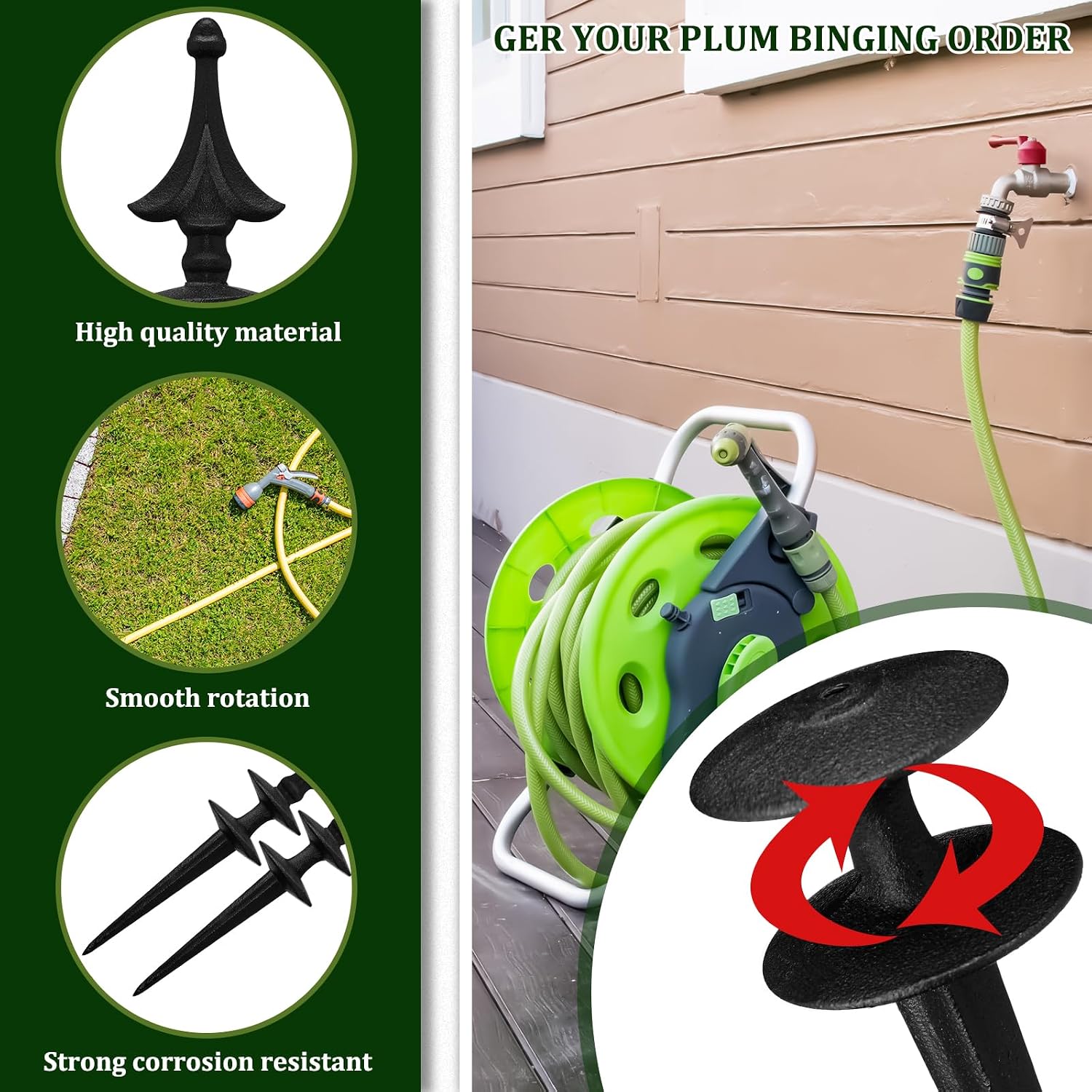 4 Pcs Garden Hose Guide Spike 12 Inch Heavy Duty Metal Hose Support Spike Aluminum Decorative Garden Stakes Protector