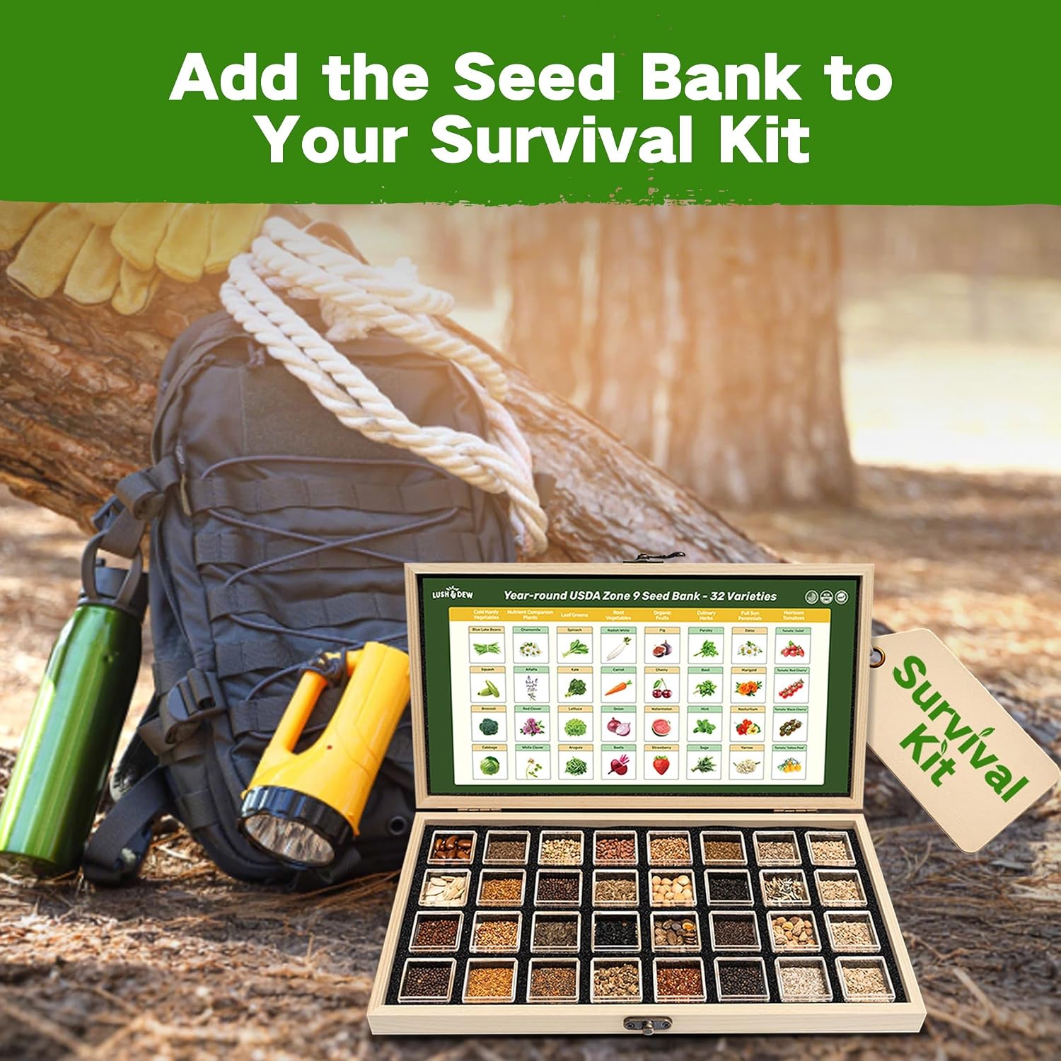 USDA Zone 4 Seed Bank, 32 Varieties Non-GMO Heirloom Vegetable Herb Seeds | Gardening Gifts for Women Men, Emergency