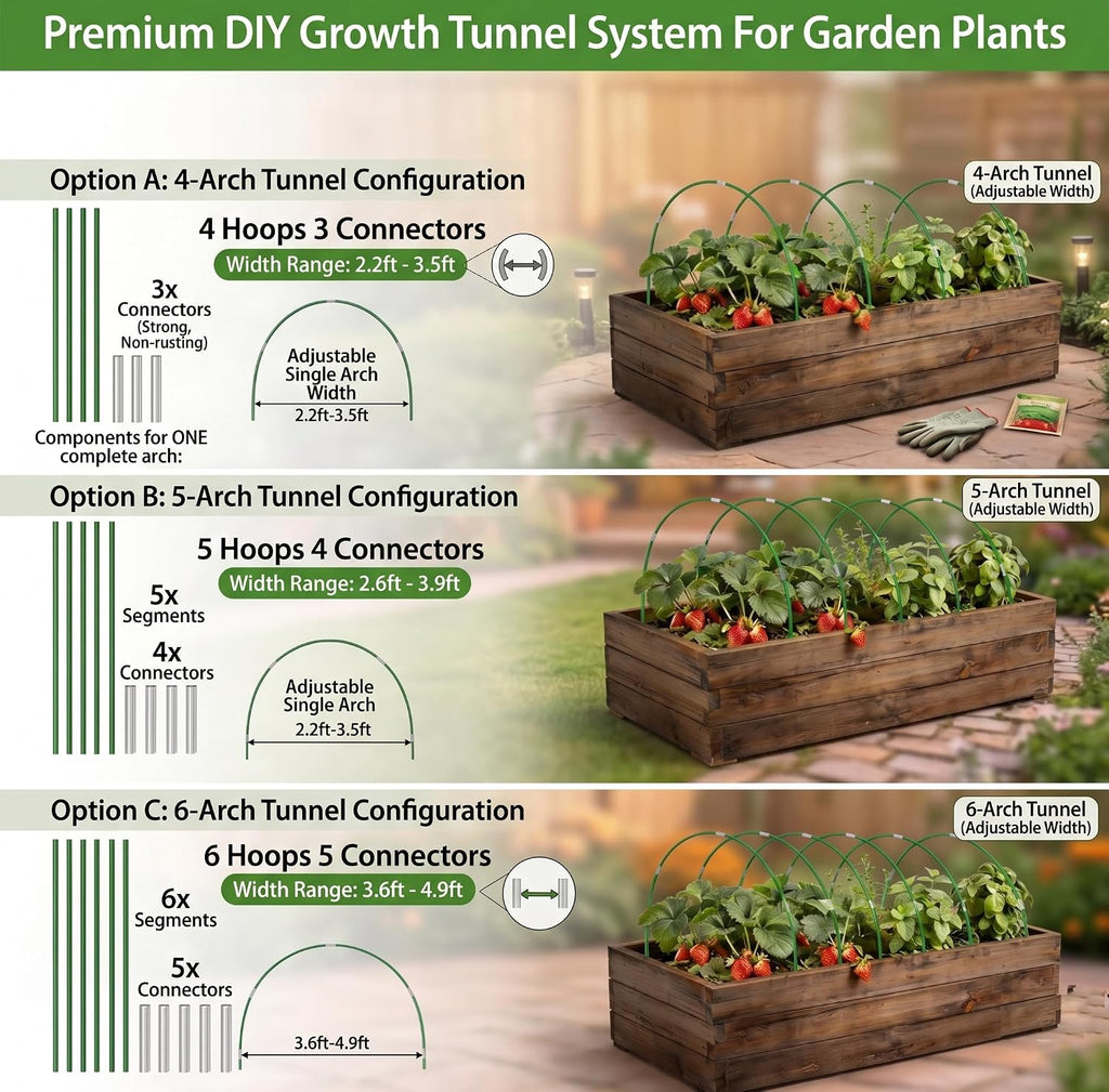 60PCS Garden Hoops for Raised Beds & 30PCS Tomato Clips, Greenhouse Hoops for Netting, Rust-Free Diameter 0.23” Plant