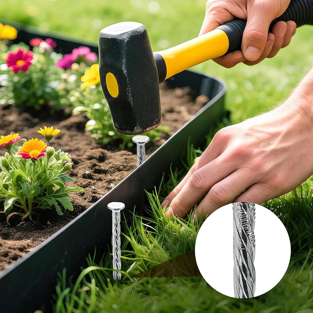 100 Pack 6 Inch Turf Nails for Artificial Grass Galvanized Metal Landscape Stakes Spiral Spikes for Weed Barrier