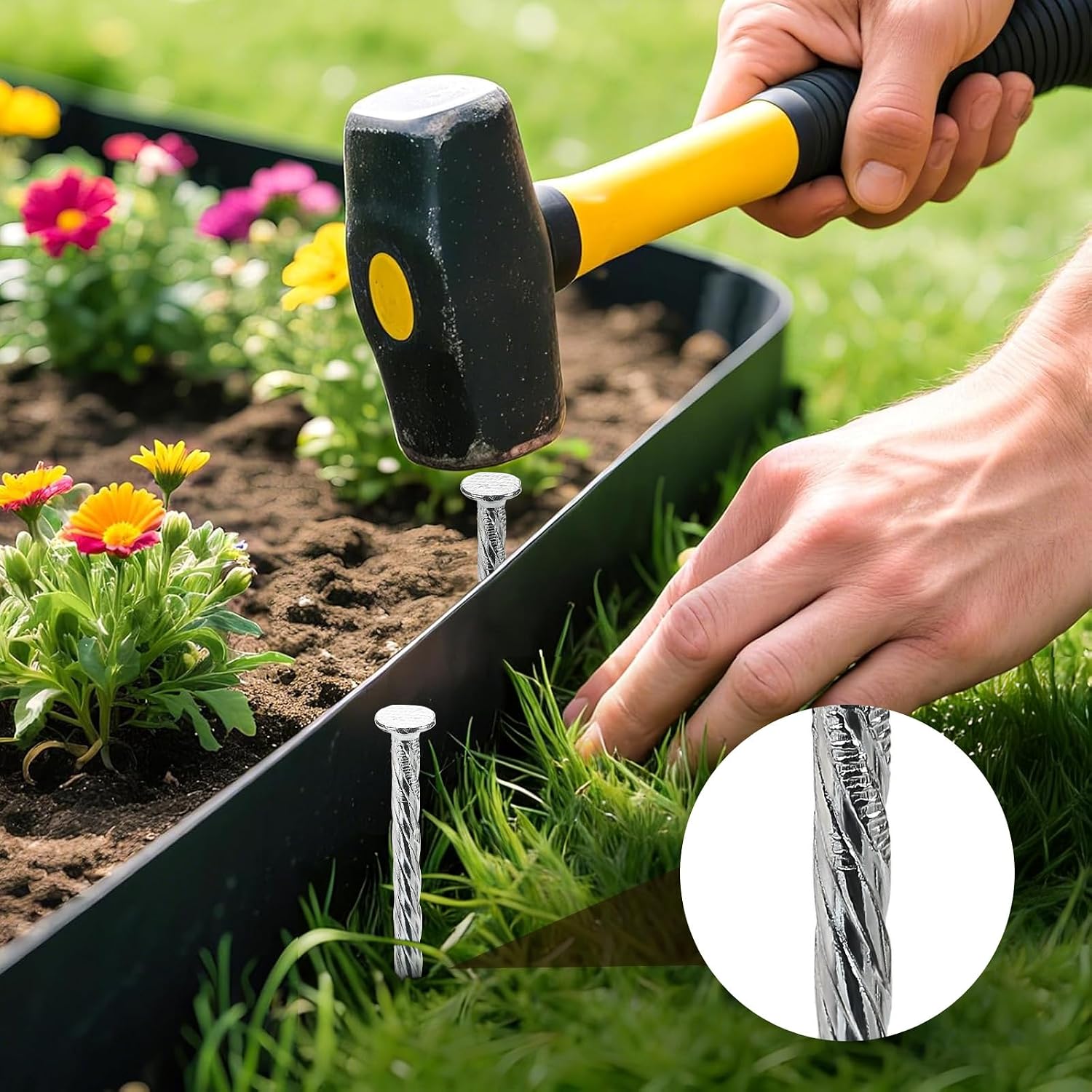 100 Pack 6 Inch Turf Nails for Artificial Grass Galvanized Metal Landscape Stakes Spiral Spikes for Weed Barrier