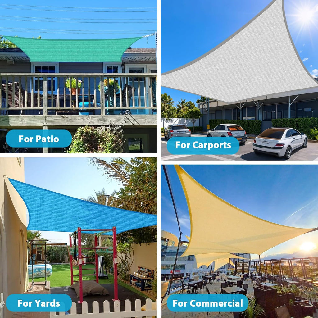 Amagenix Sun Shade Sail 12'X16' Curved Edge Outdoor Shade Canopy Sand Breathable 95% UV Block Shade Cloth for Patio