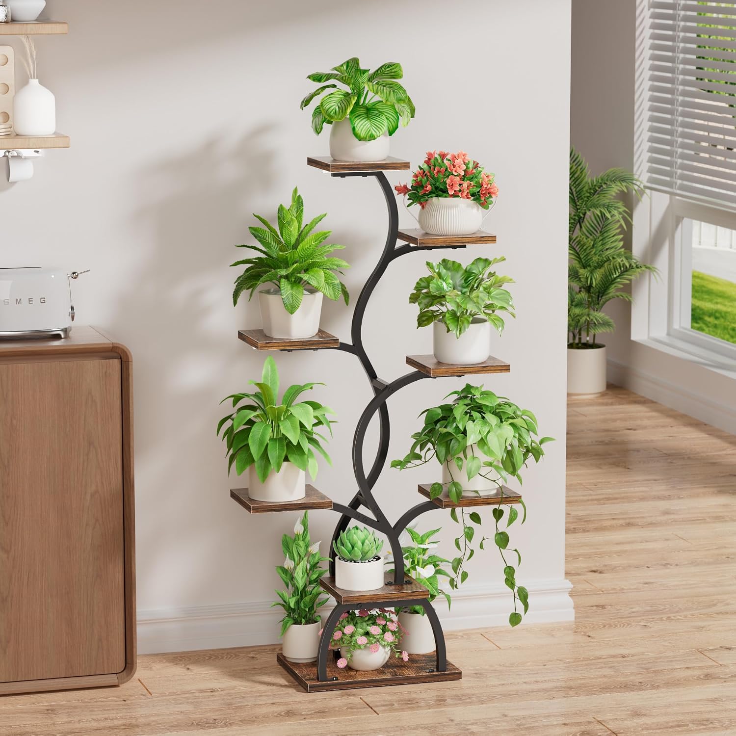 Plant Stand Indoor with Grow Light - 8 Tiered Corner Plant Shelf Indoor | 49" Plant Holder with Lights for Indoor