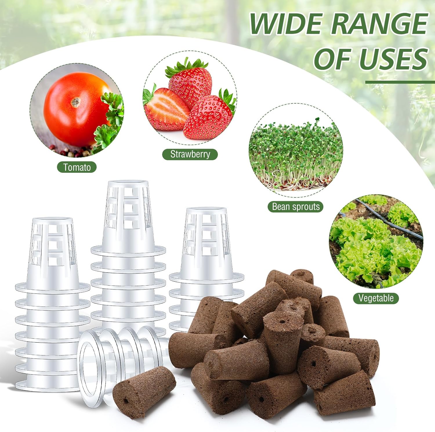 200 Pcs Grow Sponges Pods Kit, Includes 100 Grow Sponges, 100 Root Plant Basket, Root Growing Kit Replacement Pod Cups