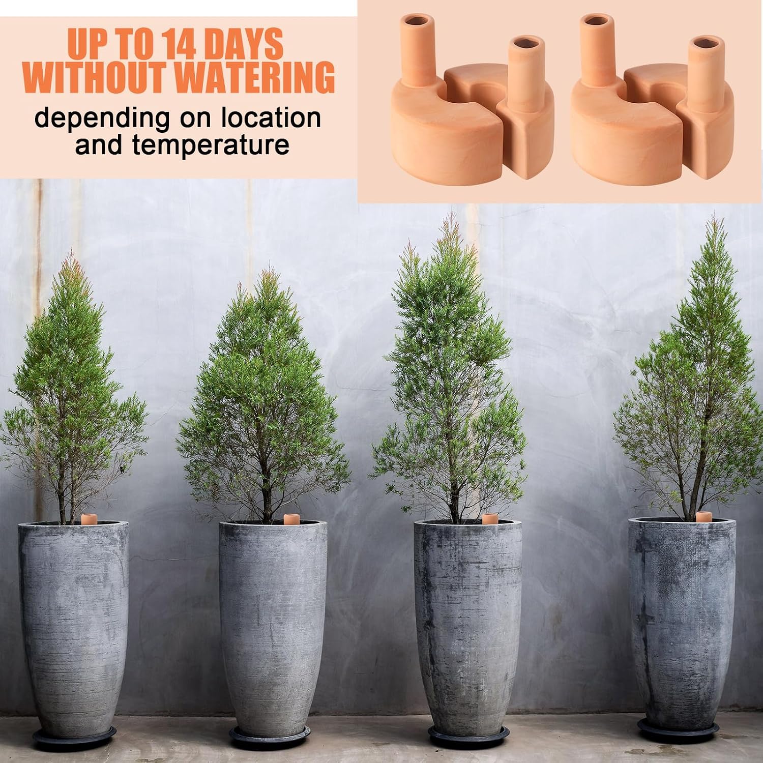 4 Pack Terracotta Self Watering Spikes 12.85 oz Large Capacity | Plant Watering Devices, Reusable Automatic Watering