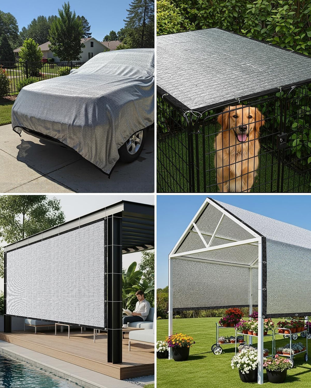 Cool Area 99% Aluminum Sun Shade Cloth 10x20FT Reflective Silver Tarp Fabric with Grommets for Greenhouse, Car, Garden