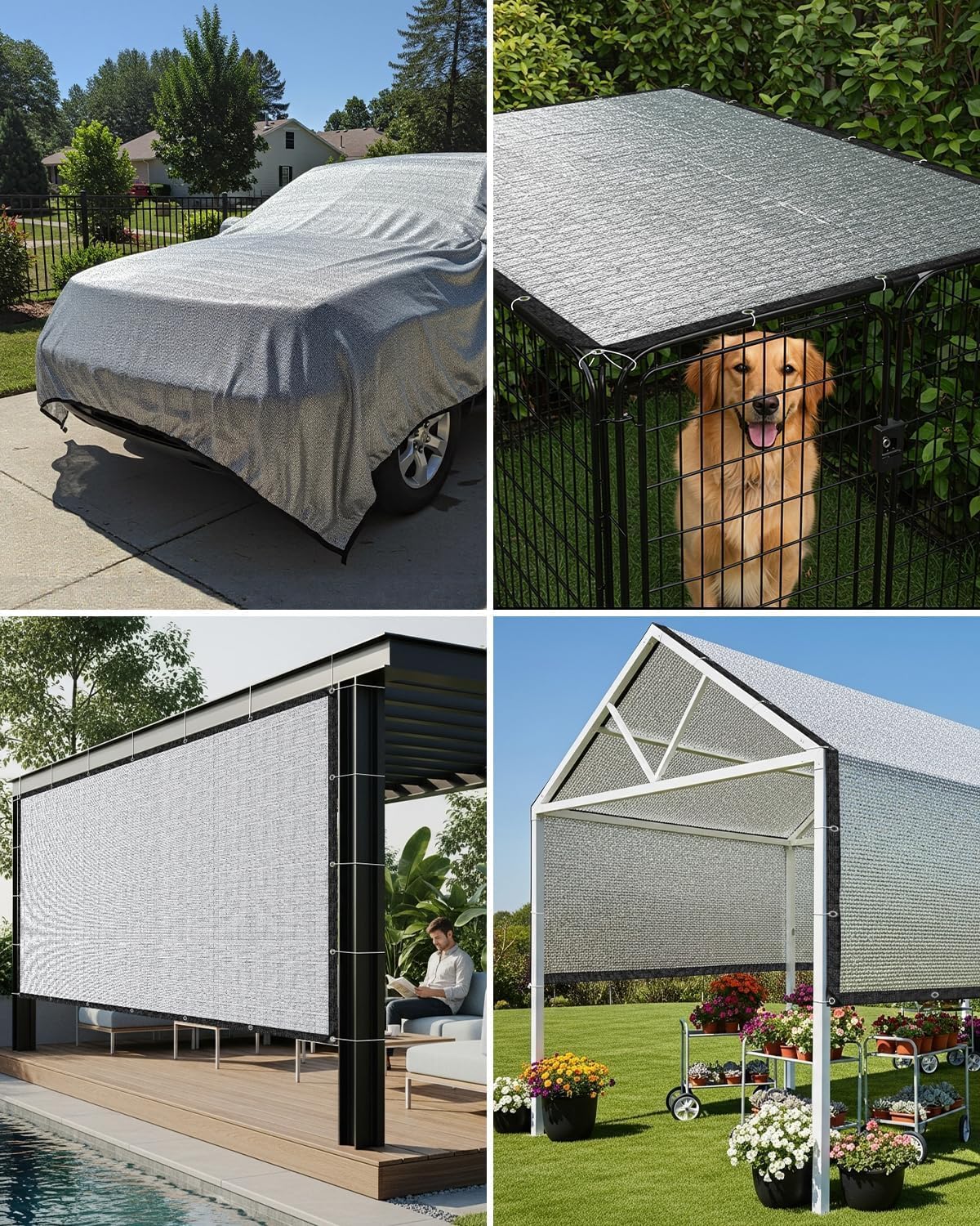 Cool Area 99% Aluminum Sun Shade Cloth 10x20FT Reflective Silver Tarp Fabric with Grommets for Greenhouse, Car, Garden