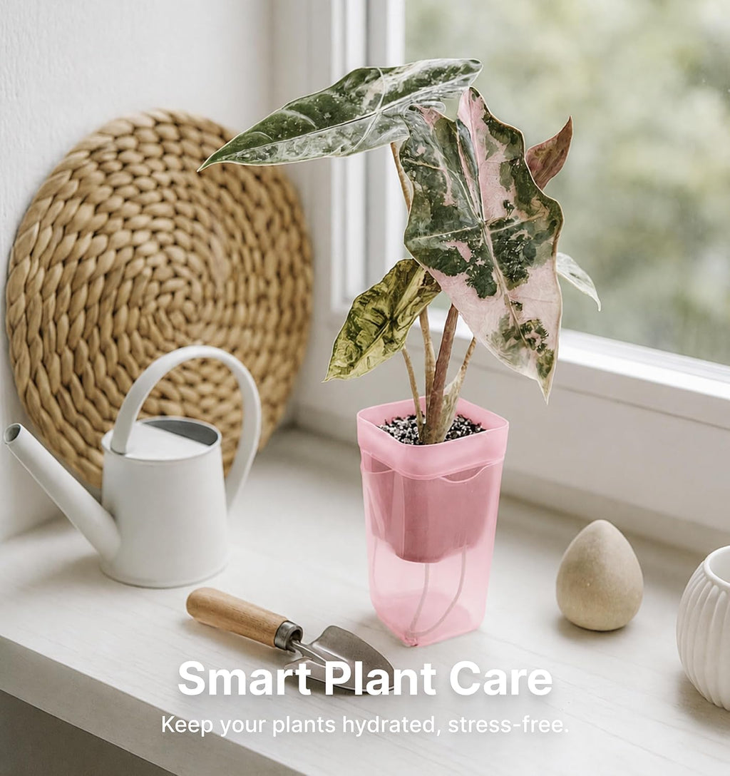 12 Pack 2" Small Pink Self Watering Pots with Humidity Dome for Indoor Plants,Clear Seed Starter Cup,Tissue Culture