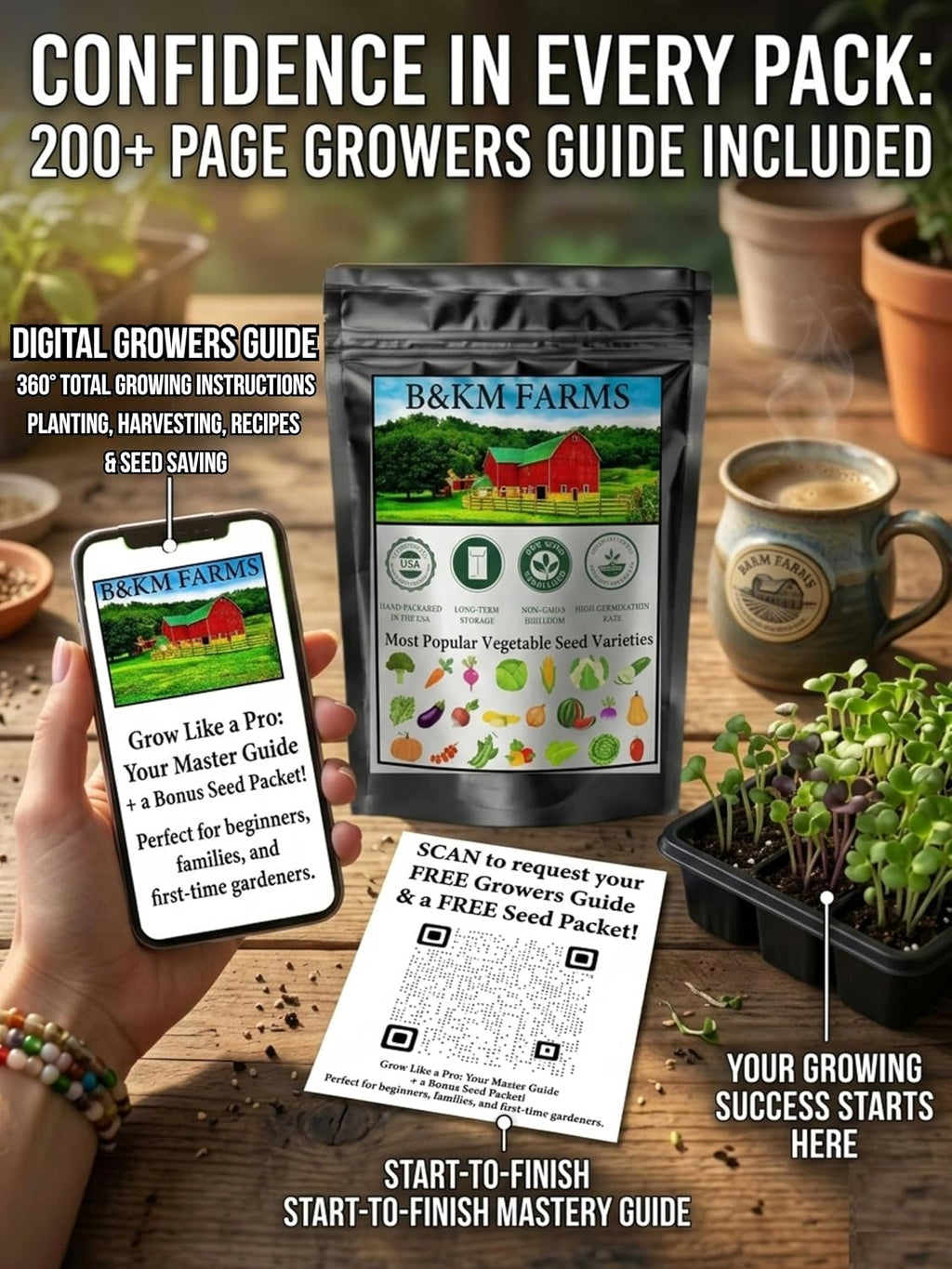 30 Variety Culinary Herb & Vegetable Seed Collection - 30,000+ Heirloom Seeds for Planting: Non-GMO USA Sourced;