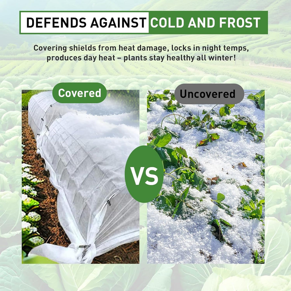 2 Pack 10ft x 50ft Plant Covers Freeze Protection | Frost Blanket for Outdoor Plants, All-Season Winter Protection