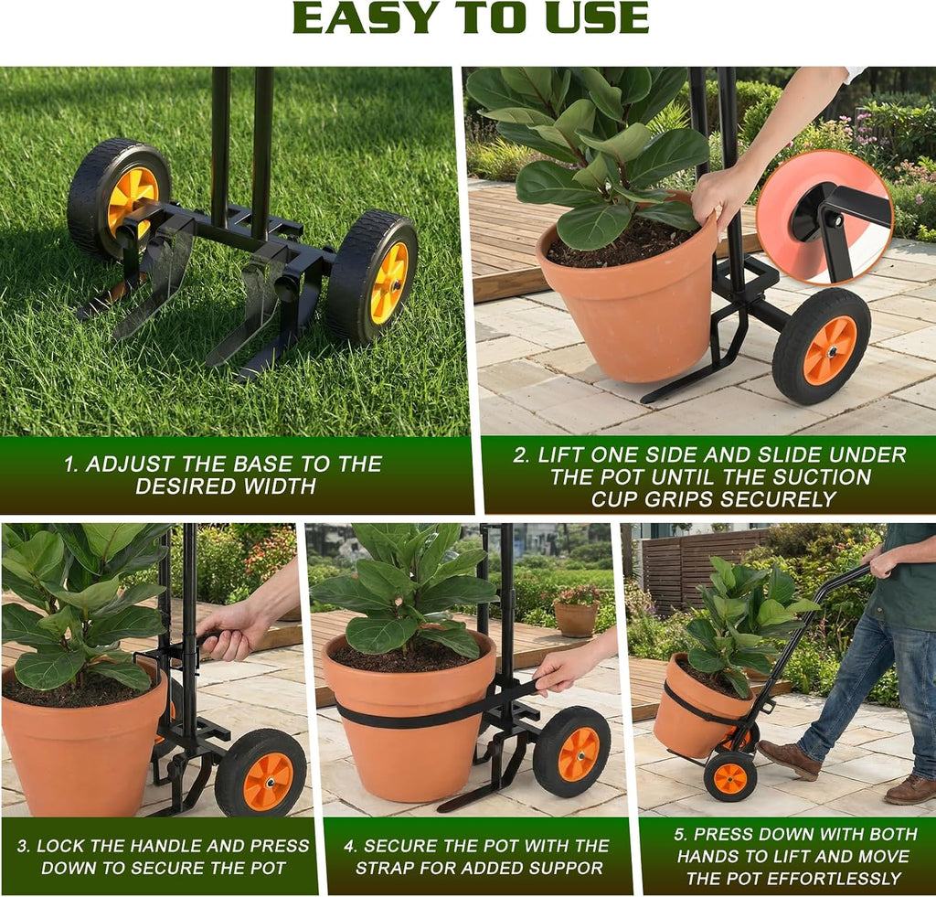 Housolution Plant Caddy with Wheels, Heavy Duty Plant Dolly for Big Pots | Plant Mover with Adjustable Grabbing Arm and