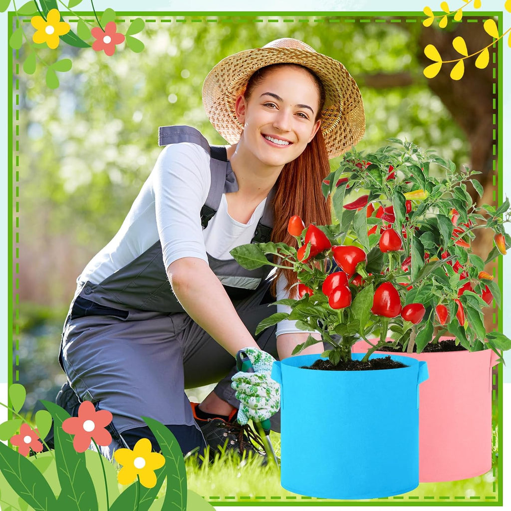 20 Pack 3 Gallon Grow Bags Multicolor Plant Grow Bag Non Woven Fabric Pots with Handles Garden Plant Seeds Tomato