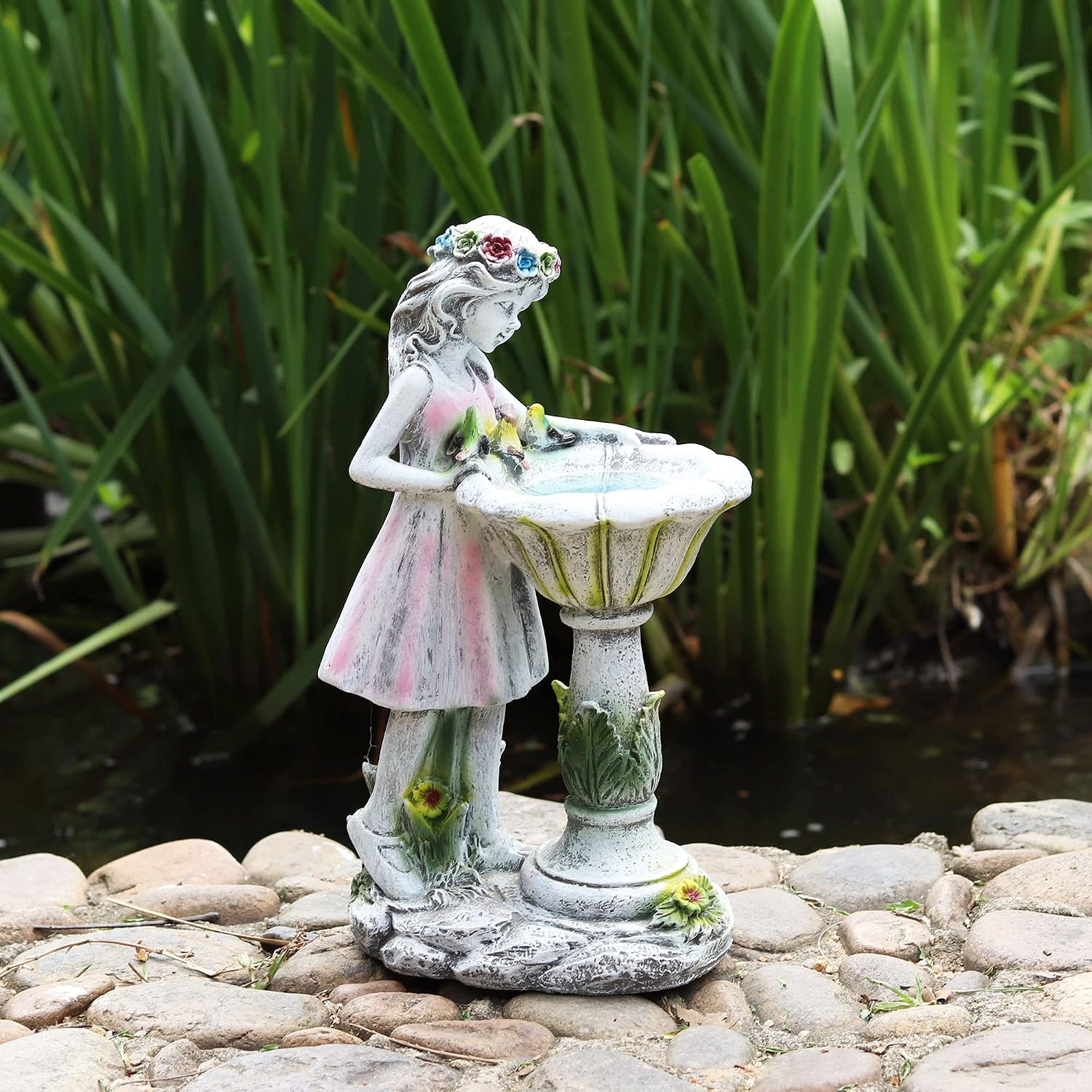 Voveexy Fairy Garden Statue, Solar Garden Angel Figurine Outdoor Decoration Waterproof Angel Sculpture for Patio Yard