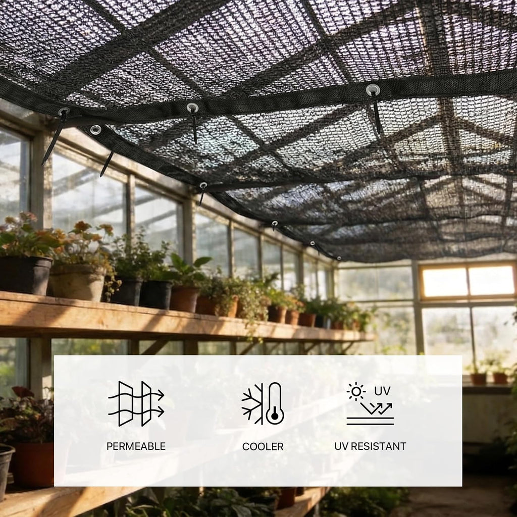 ColourTree 30% Black Shade Cloth, 8FT x 10FT Mesh Tarp, UV Resistant Netting with Upgrade Grommets for Plant Cover