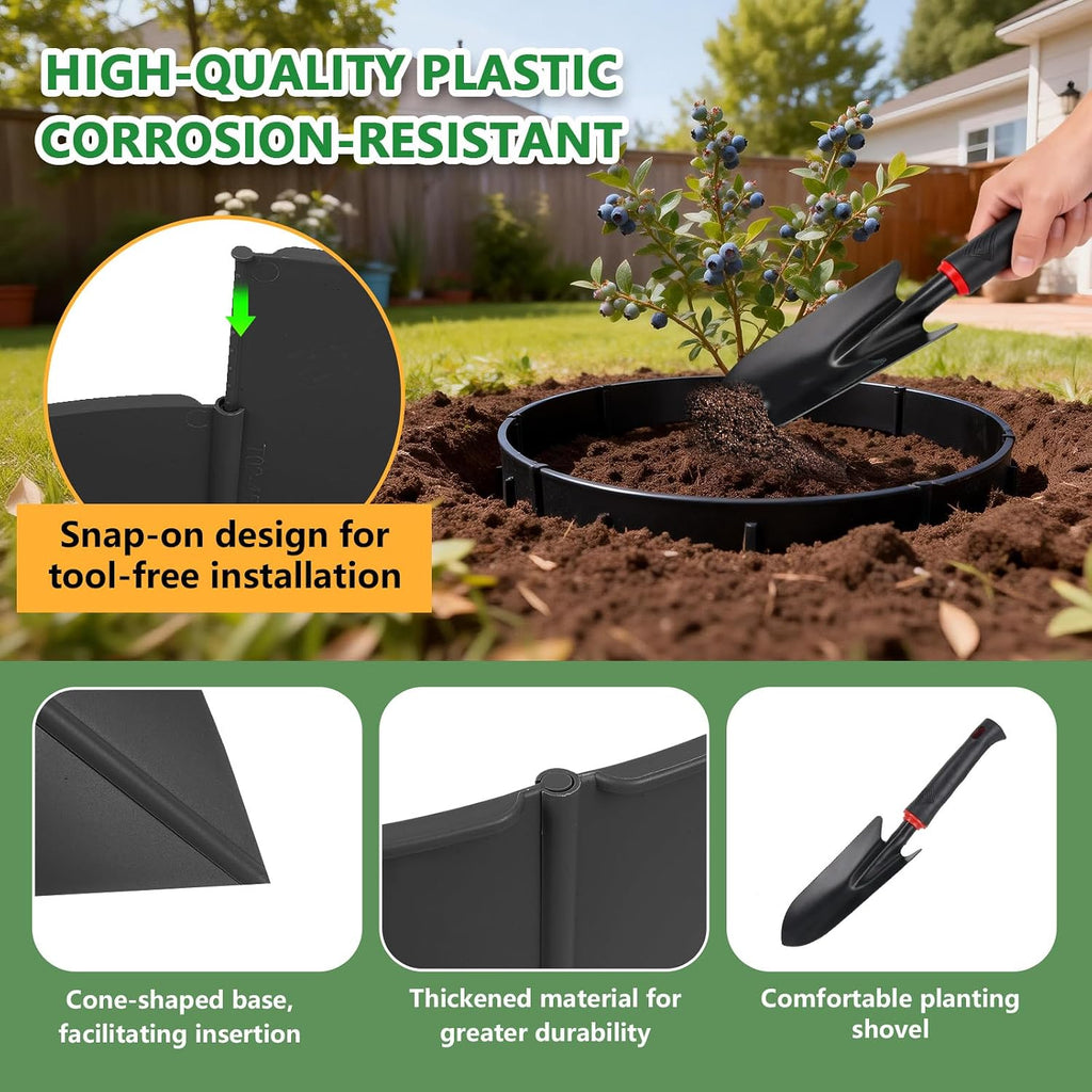 48PCS Planting Grow Rings with Shovel, Diameter Range 8.3-15.7in Adjustable Round Plant Support Garden Circle Ring for