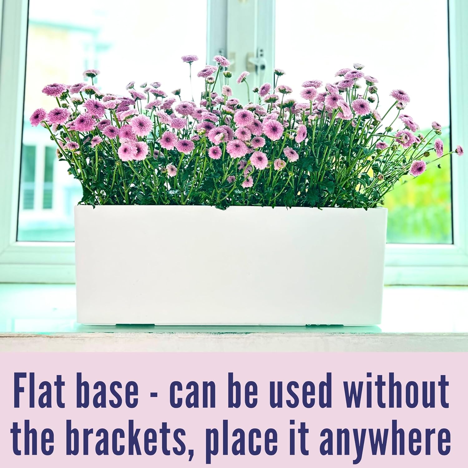 LaLaGreen Railing Planter Box (20 Inch, 4 Pack) White Rectangular Window Flower Boxes with Bracket, Self Watering