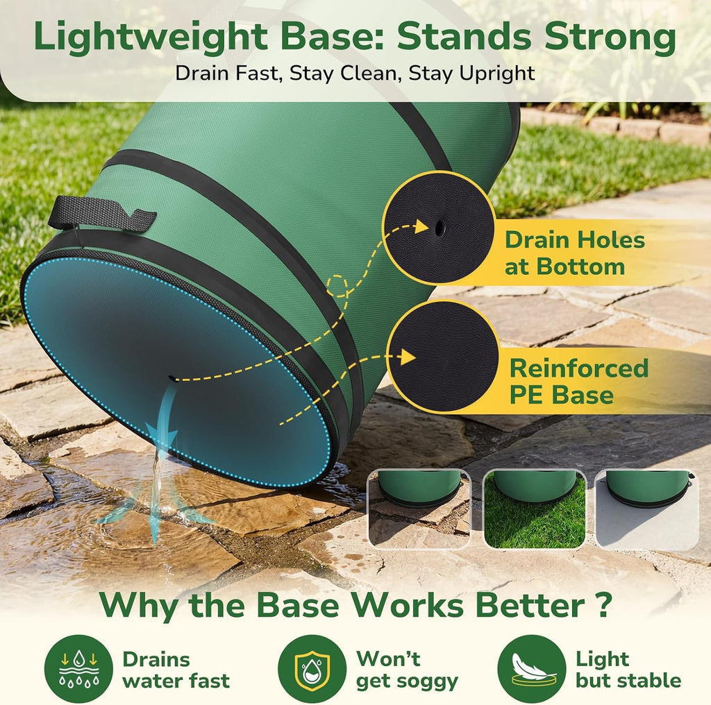 GreatBuddy Collapsible Trash Can 45 Gallon, Pop Up Yard Waste Bags, 600D Oxford Lawn and Leaf Bags with Drainage Holes