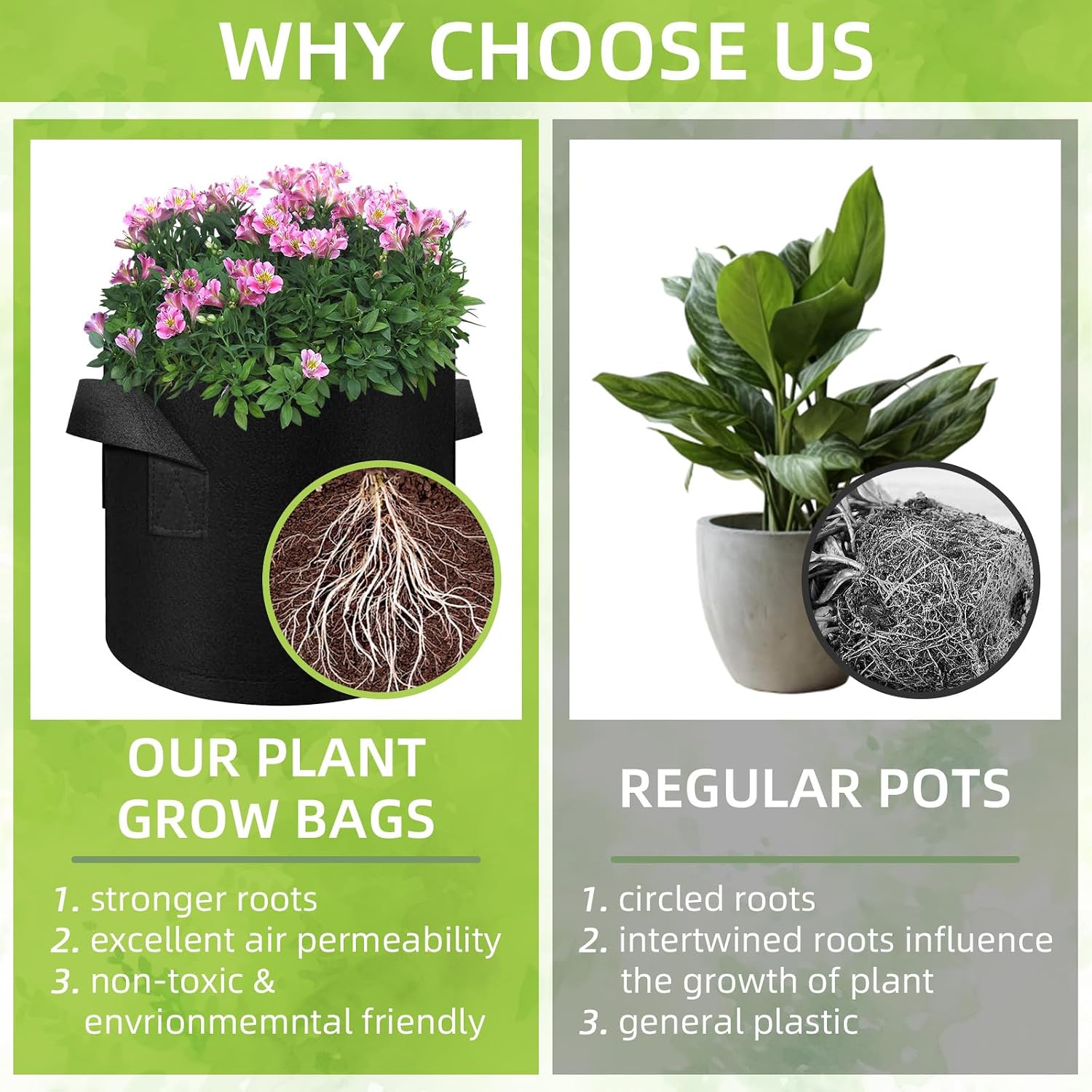 80 Pack 10 Gallons Plant Grow Bag, Vegetable Grow Bags with Handles, Non-Woven Fabric Pots Plant Bags, Garden Planting