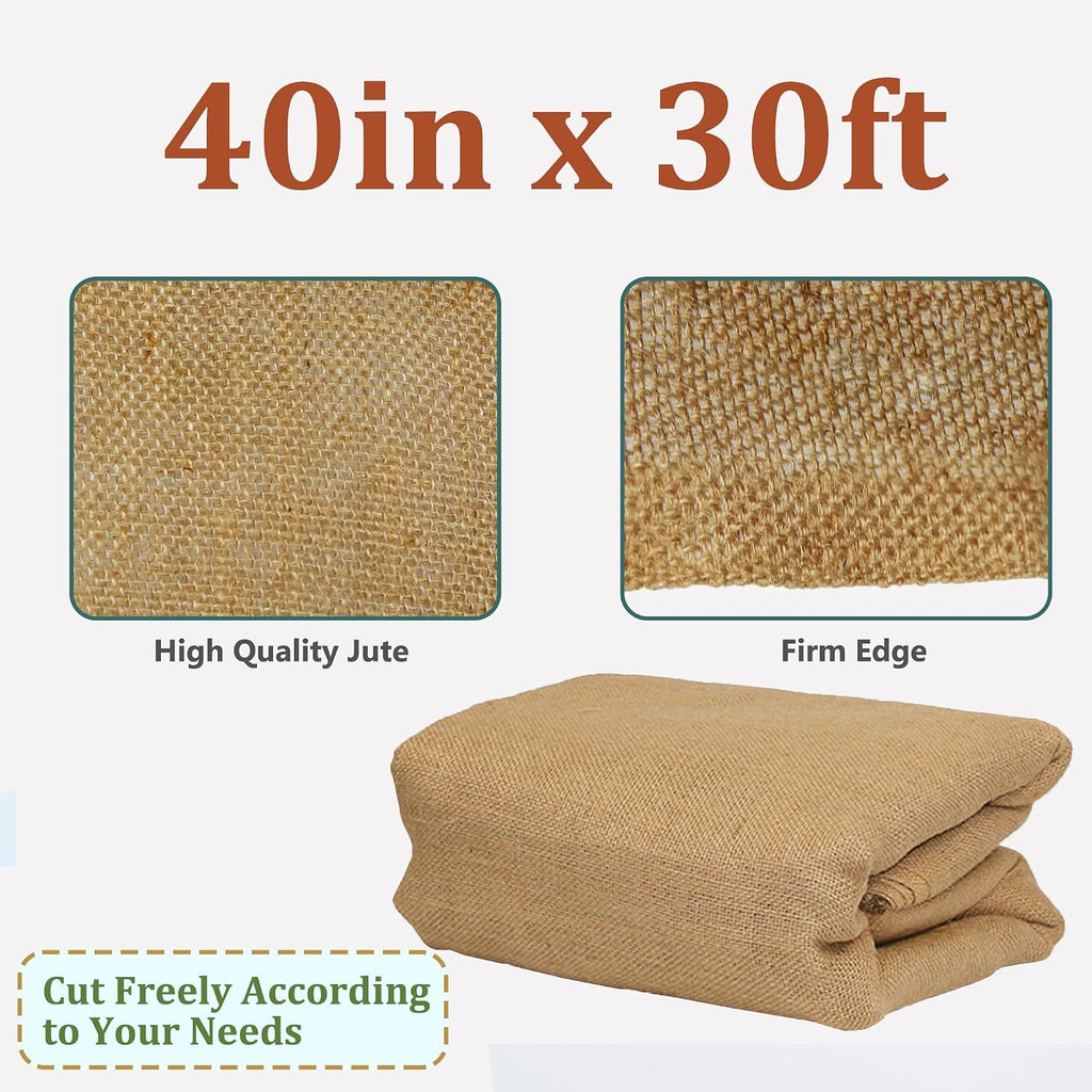Sunnyglade 40"x30' Burlap Fabric Frost Cloth Plant Covers Freeze Protection | Winter Protection for Plants Burlap Roll