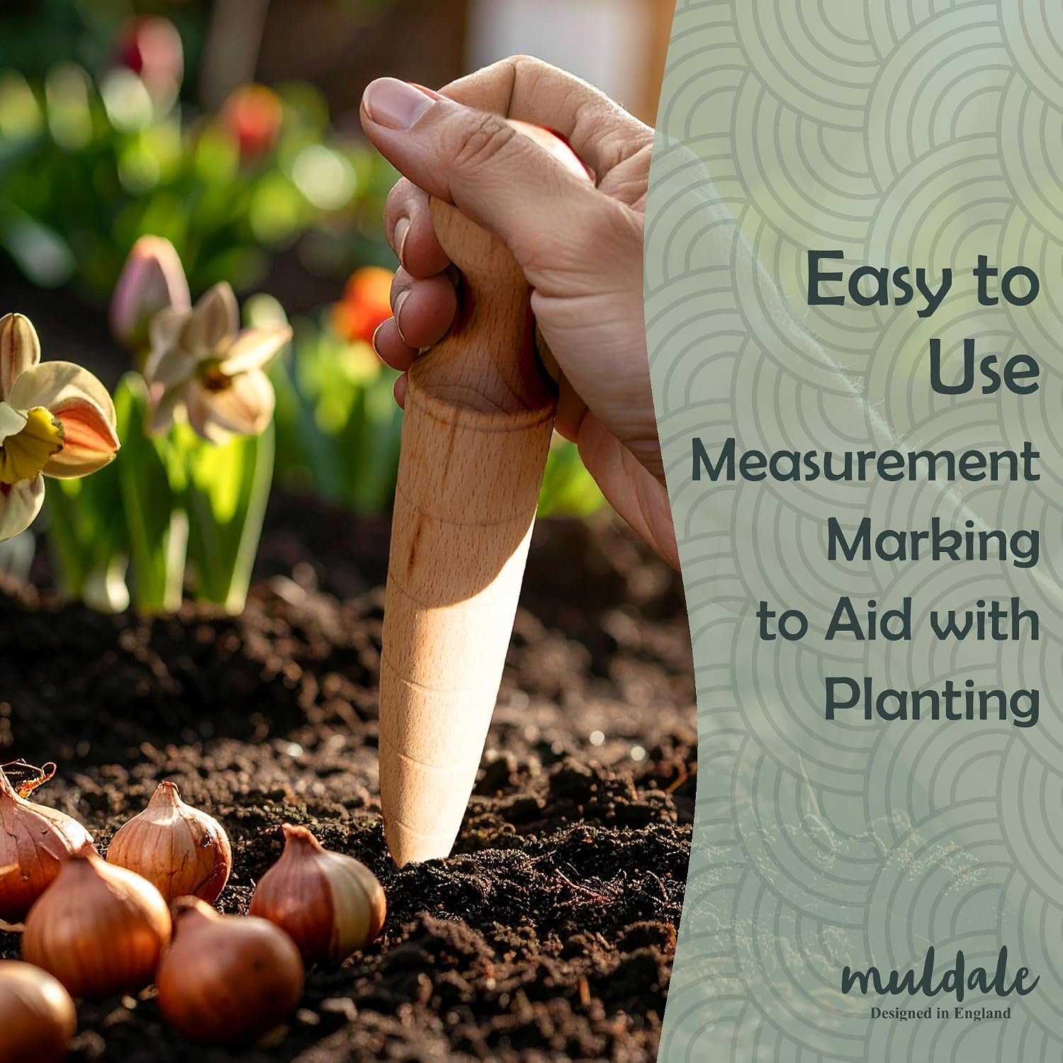 Garden Dibber Seed Planter Tool – Wooden Seed Dibber for Planting | Tapered Gauge Handheld Bulb Planting Tool for