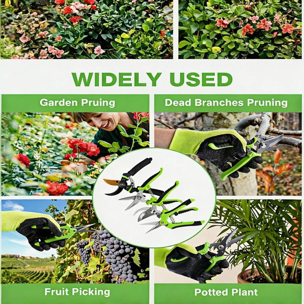 4-Pack Bypass Pruning Shears, Titanium Steel Blade,With Gardening Gloves,Shears Stainless, Ergonomic Hand Pruning