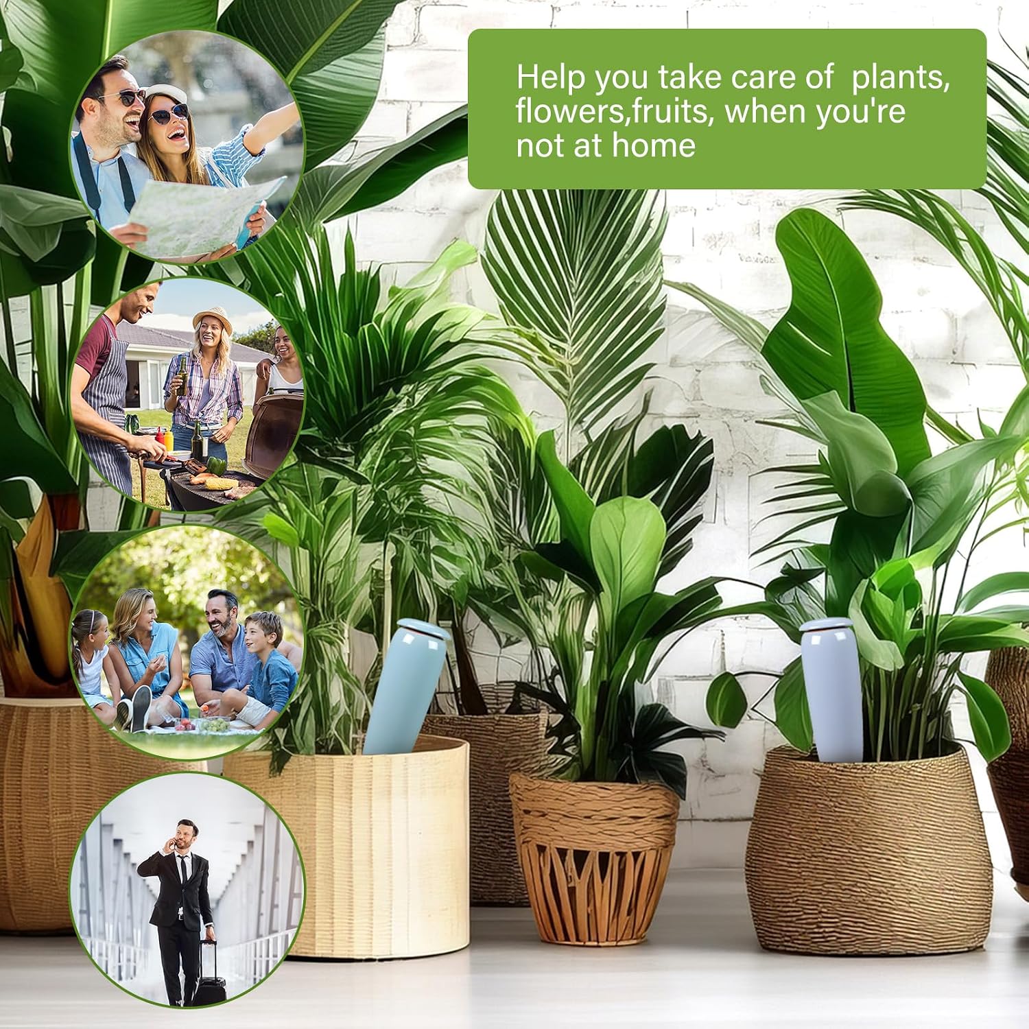 LemonRoad 4 Pack Terracotta Watering Spikes Plant Self Watering Globes Devices Large 17.5 oz Potted Plant Waterer