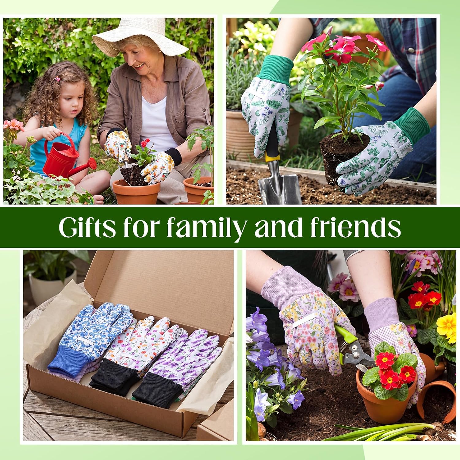 Cutecrop Garden Gloves for Women 9.5" Floral Gardening Gloves Lightweight and Machine Washable Gift for Gardeners PVC