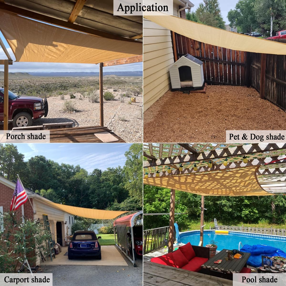 12x16 FT Sun Shade Sail, 90% UV Block 200GSM Flat-Edged Shade Cloth | Heavy Duty Beige Sunshade Canopy, Breathable