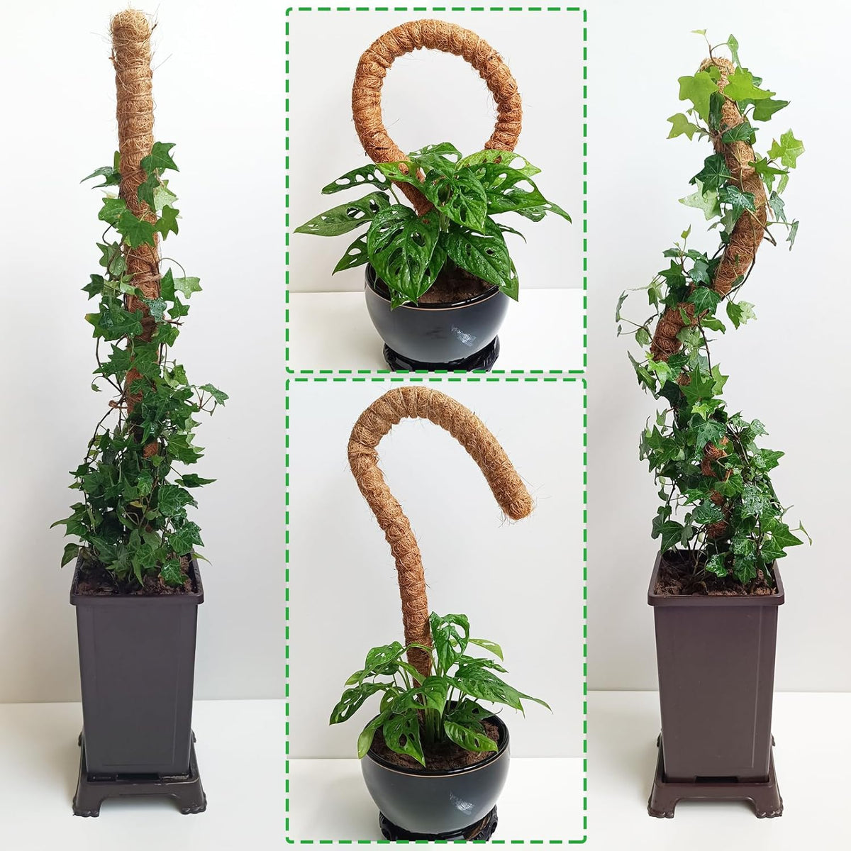 Tall Moss Pole Set, 60" and Two 28" Bendable Moss Pole for Plants Monstera, Moss Poles for Climbing Plants Indoor