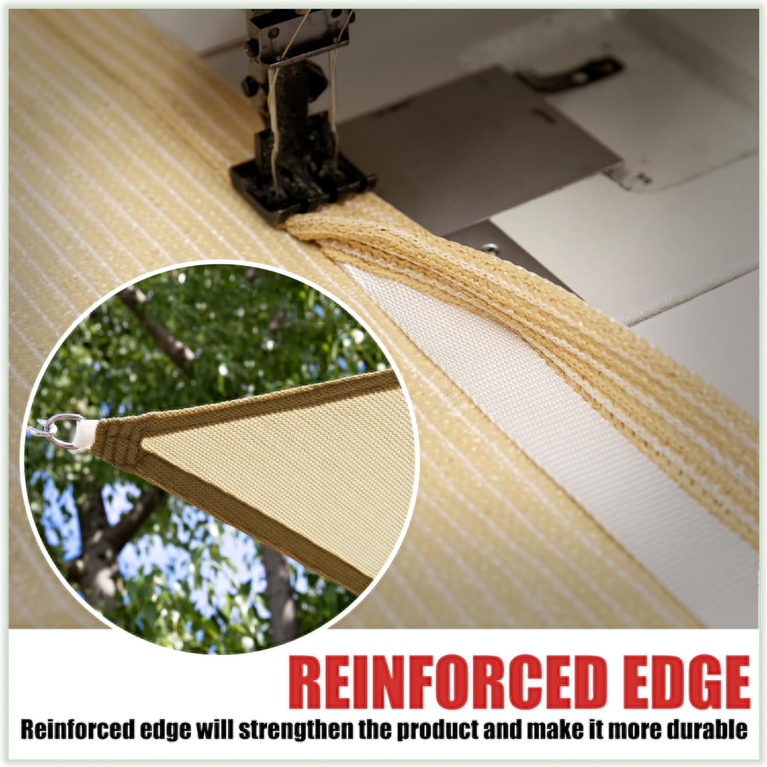 Colourtree 16' x 16' x 22' Beige Sun Shade Sail Right Triangle Canopy - UV Block UPF50, Water Permeable, Heavy Duty